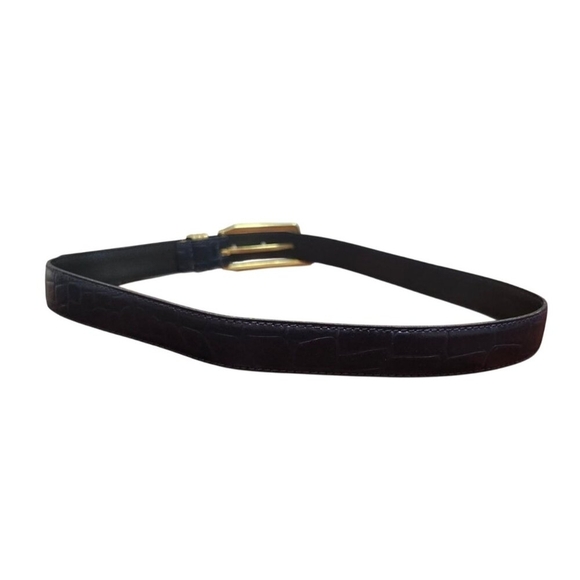 Limited Black Leather Belt Sz L Wide Made In Italy - Picture 4 of 8